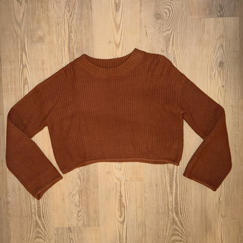 Rust Orange Cropped Knit Sweater M